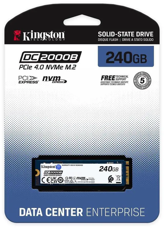 Alt view image 16 of 18 - Kingston SEDC2000BM8/240G DC2000B 240 GB Solid State Drive - M.2 2280 Internal - PCI Express NVMe (PCI Express NVMe 4.0 x4) - Server Device Supported - 0.4 DWPD - 175.20 TB TBW