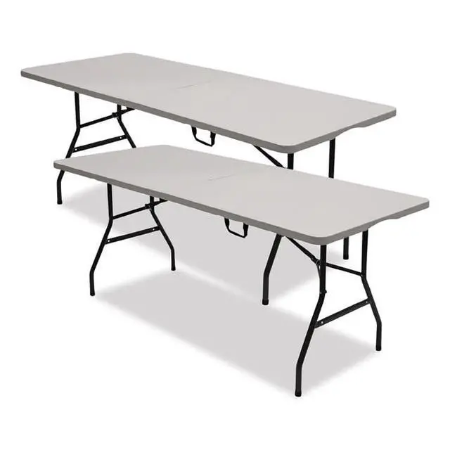 Alt view image 3 of 6 - Bifold Resin Folding Table Rectangular 70.9" x 29.1" x 30" White Granite Top Gray Base/Legs 2/Pack 61263