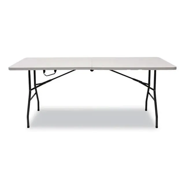 Alt view image 4 of 6 - Bifold Resin Folding Table Rectangular 70.9" x 29.1" x 30" White Granite Top Gray Base/Legs 2/Pack 61263