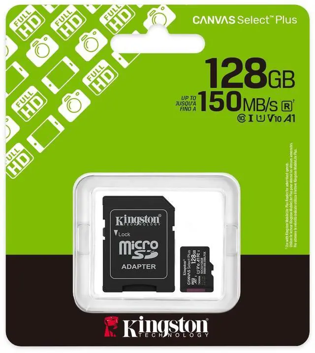 Alt view image 3 of 6 - Kingston Canvas Select Plus 128 GB Class 10/UHS-I U1 V10 microSDXC 1 SDCS3128GB