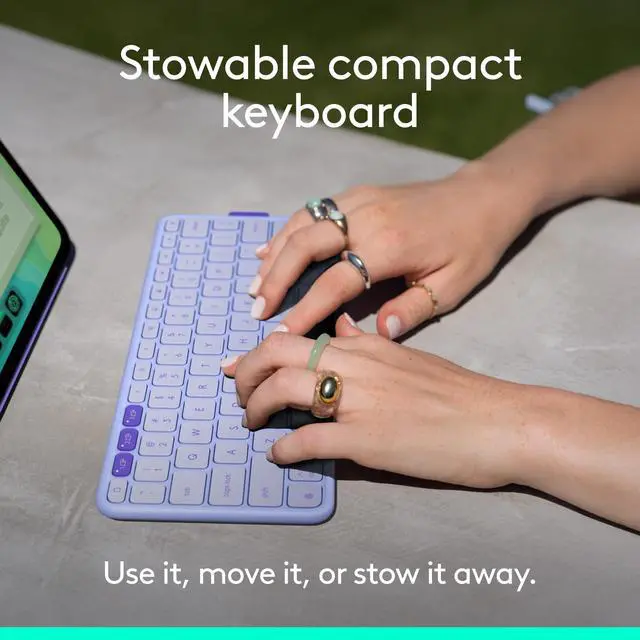 Alt view image 10 of 14 - Logitech Flip Folio Keyboard/Cover Case (Folio) for 13" Apple iPad Pro 13 (2024), iPad Air 13 (2024), iPad Air 13 (2025) Tablet - English Keyboard - Lilac - Bump Resistant, Scratch Resistant - Pl