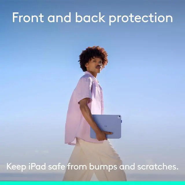 Alt view image 11 of 14 - Logitech Flip Folio Keyboard/Cover Case (Folio) for 13" Apple iPad Pro 13 (2024), iPad Air 13 (2024), iPad Air 13 (2025) Tablet - English Keyboard - Lilac - Bump Resistant, Scratch Resistant - Pl