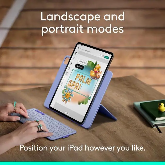 Alt view image 12 of 14 - Logitech Flip Folio Keyboard/Cover Case (Folio) for 13" Apple iPad Pro 13 (2024), iPad Air 13 (2024), iPad Air 13 (2025) Tablet - English Keyboard - Lilac - Bump Resistant, Scratch Resistant - Pl