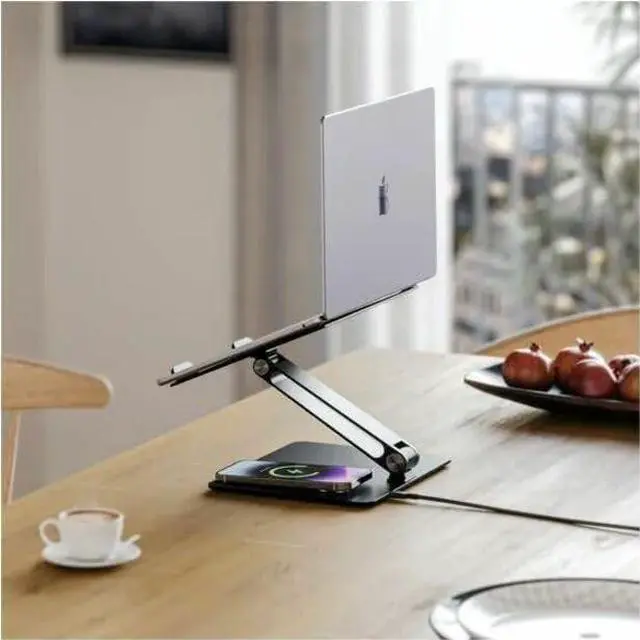Alt view image 6 of 6 - Alogic Elite Power Adjustable Laptop Stand Riser With Phone Charger EPLSWCBK