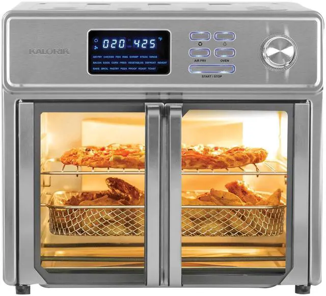 Alt view image 4 of 7 - Kalorik MAXX 26 Quart French Door Digital Air Fryer Oven, 10-in-1 Countertop Convection Toaster with Turbo MAXX Tech, 500?F Searing, 21 Presets & 9 Accessories, 26-Quart, Stainless Steel