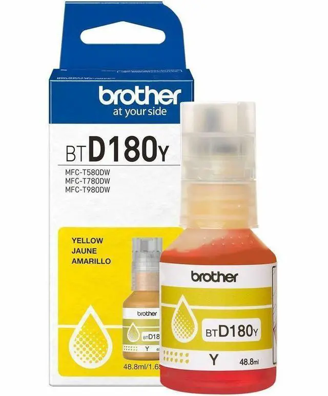 Main image of Brother Genuine BTD180Y High Yield Yellow Ink Bottle for 580, 780, 980 Printers