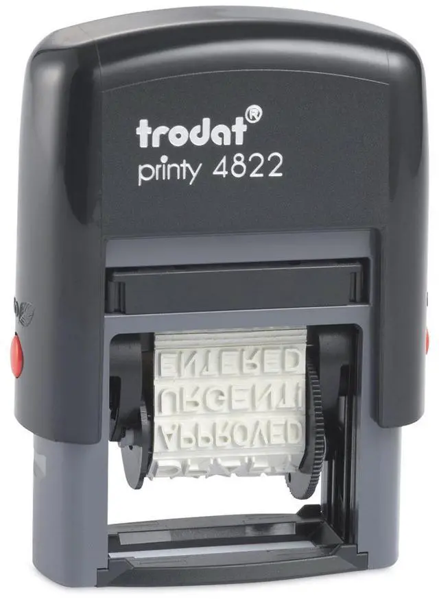 Main image of Printy Self-Inking Stamp 12 Selectable Messages 1.25" x 0.38" Red E4822