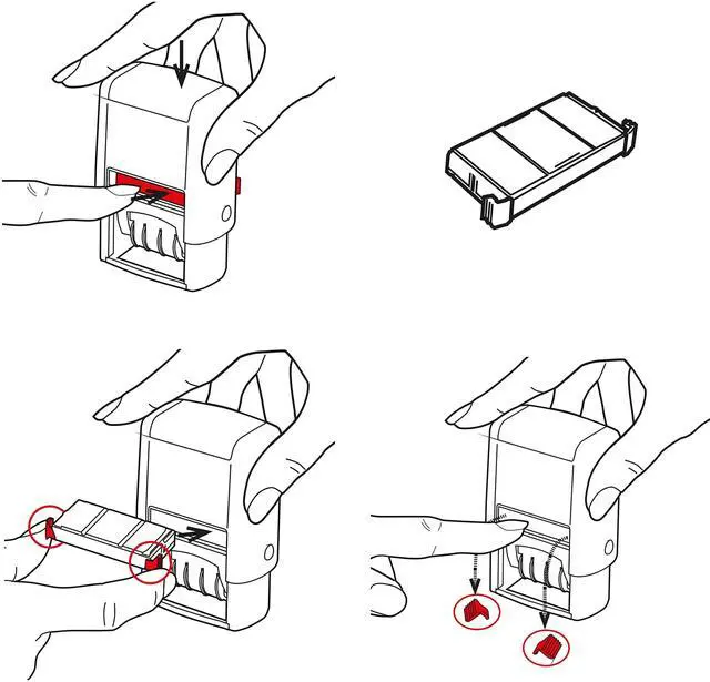 Alt view image 6 of 6 - Printy Self-Inking Stamp 12 Selectable Messages 1.25" x 0.38" Red E4822