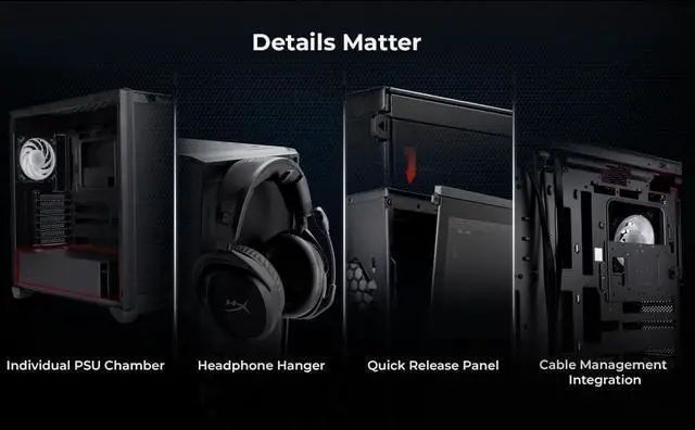 Alt view image 4 of 14 - In Win IW-CS-D5BLK-1AN120 Gaming Computer Case IWCSD5BLK1AN120