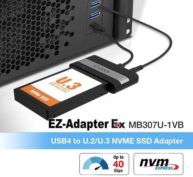 Alt view image 2 of 7 - EZ-ADAPTER EX MB307U-1VB USB4 TO U.2/U.3 NVME SSD EXTERNAL ADAPTE