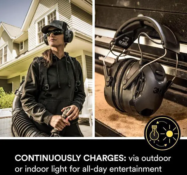 Alt view image 2 of 7 - 3M WorkTunes Connect + Solar Wireless Hearing Protector 90573-DC