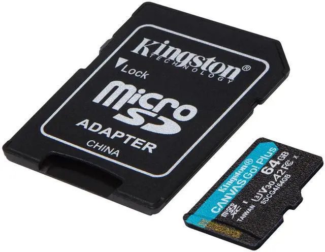 Alt view image 2 of 10 - Kingston 64GB microSDXC Canvas Go Plus Gen4 200MB/s A2 U3 V30 Card + Adapter