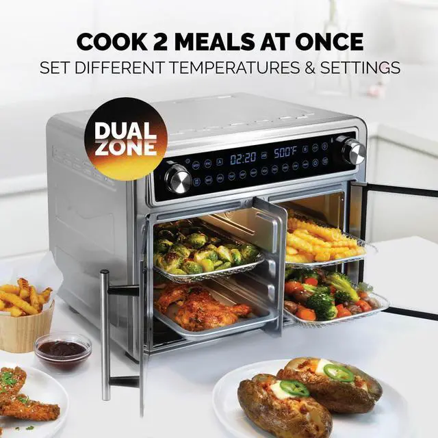 Alt view image 2 of 6 - Kalorik MAXX 26Qt Flex Sync Air Fryer Oven with 14 Accessories, Stainless Steel