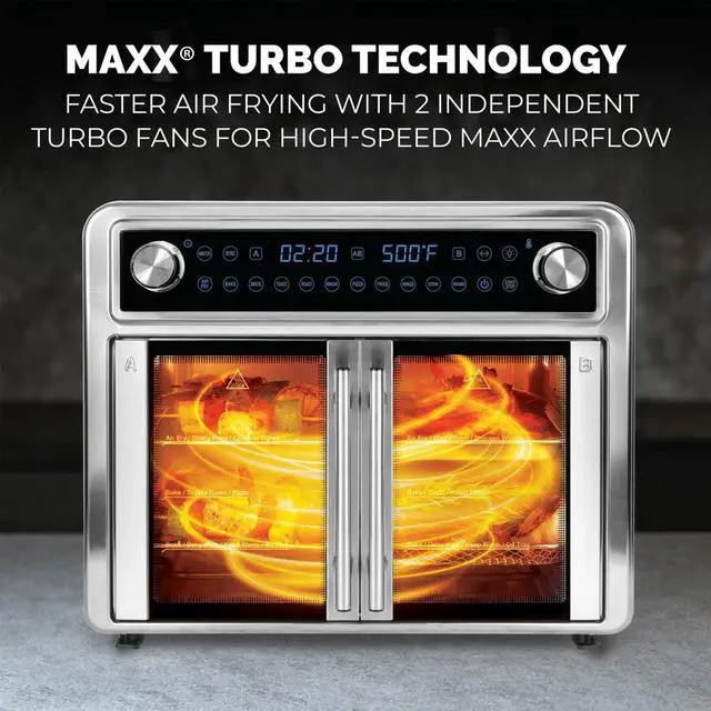 Alt view image 4 of 6 - Kalorik MAXX 26Qt Flex Sync Air Fryer Oven with 14 Accessories, Stainless Steel