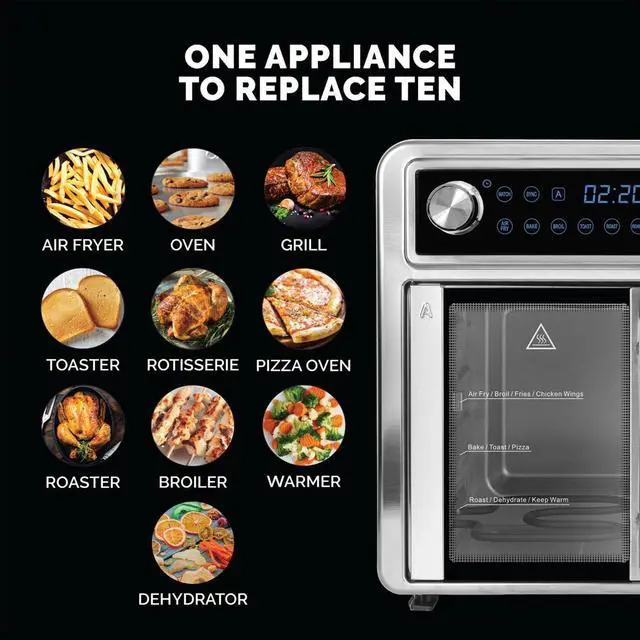 Alt view image 6 of 6 - Kalorik MAXX 26Qt Flex Sync Air Fryer Oven with 14 Accessories, Stainless Steel