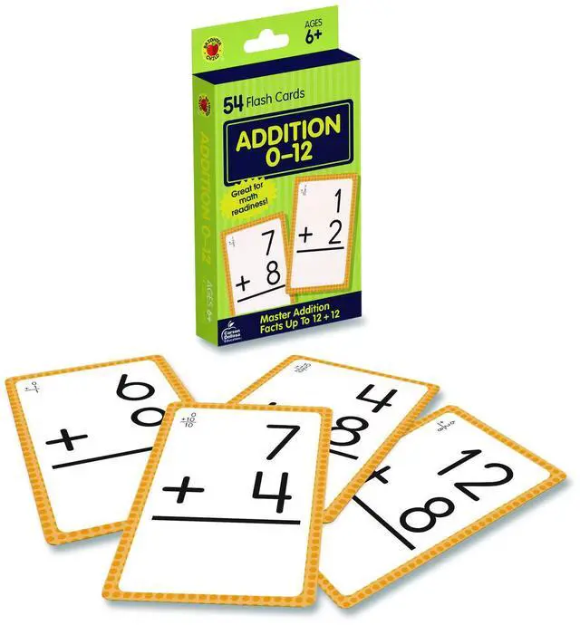Main image of Addition 0 to 12 Flash Cards Grades 1 to 5 3.25" x 5.25" Assorted Colors 54 Cards 0769677118