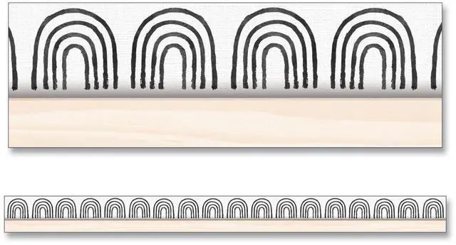 Main image of Straight Borders Rainbows 3" x 3 ft Black/White/Cream 12/Pack 108502