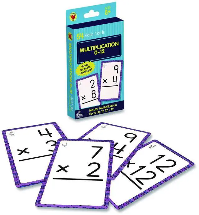 Main image of Multiplication 0 to 12 Flash Cards Grades 4 to 6 3.25" x 5.25" Assorted Colors 54 Cards 0769677436