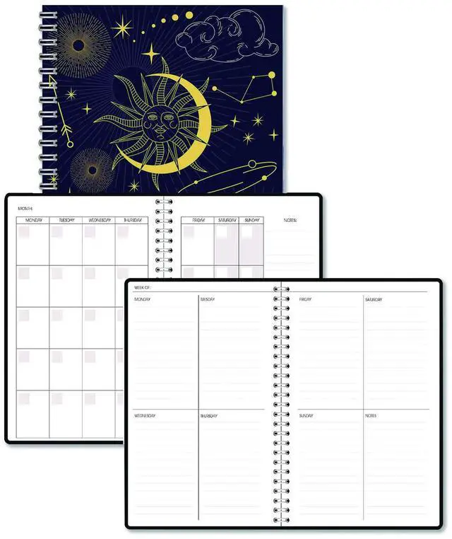 Main image of Recycled Non-Dated Monthly/Weekly Planner Celestial Blue/Gold Cover Undated 212144