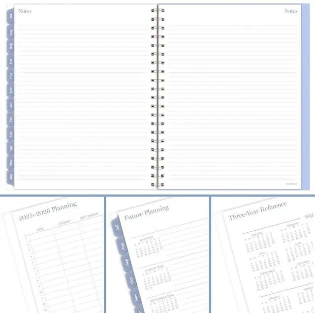 Alt view image 4 of 7 - Dewdrop Academic Weekly Monthly Planner, Watercolor Floral, Blue/Gray/Purple Cover, 12-Month (July to June): 2025 to 2026