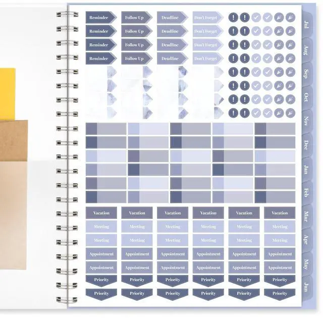 Alt view image 6 of 7 - Dewdrop Academic Weekly Monthly Planner, Watercolor Floral, Blue/Gray/Purple Cover, 12-Month (July to June): 2025 to 2026