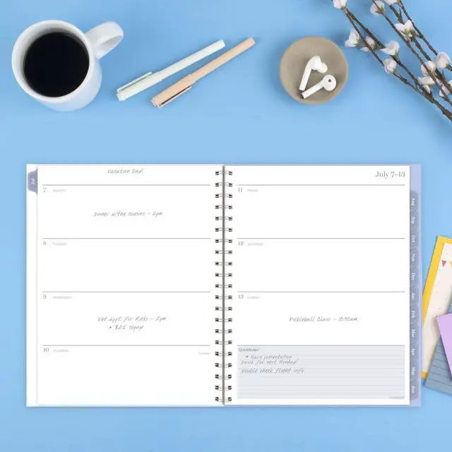 Alt view image 2 of 7 - Dewdrop Academic Weekly Monthly Planner, Watercolor Floral, Blue/Gray/Purple Cover, 12-Month (July to June): 2025 to 2026