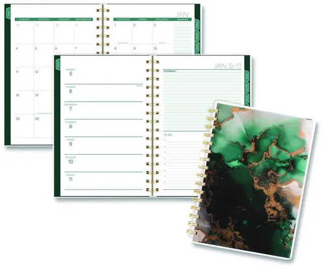 Main image of Emerald Isle Weekly/Monthly Planner 8.5 x 5.5 Green Marbled Cover 12-Month Jan-Dec: 2026 1758200