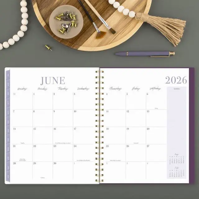 Alt view image 3 of 7 - Leah Bisch Petite Floral Academic Weekly Monthly Planner, 11 x 8.5, Purple/Green Cover, 12-Month (July to June): 2025 to 2026