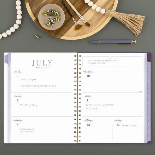 Alt view image 4 of 7 - Leah Bisch Petite Floral Academic Weekly Monthly Planner, 11 x 8.5, Purple/Green Cover, 12-Month (July to June): 2025 to 2026