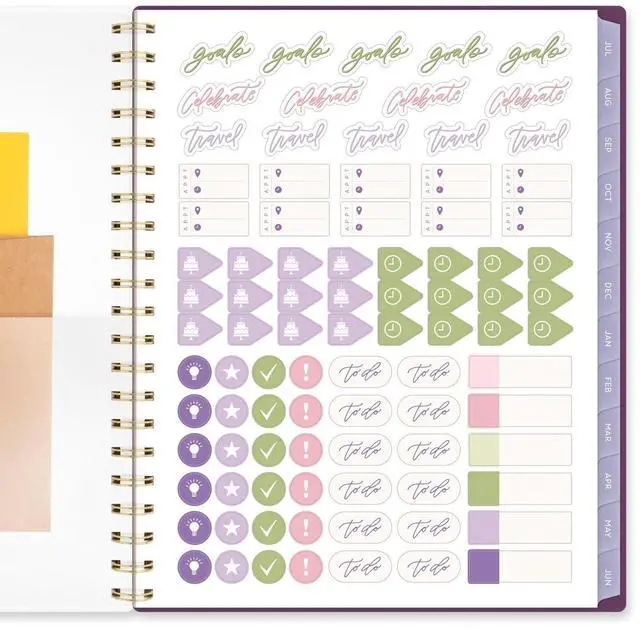 Alt view image 5 of 7 - Leah Bisch Petite Floral Academic Weekly Monthly Planner, 11 x 8.5, Purple/Green Cover, 12-Month (July to June): 2025 to 2026