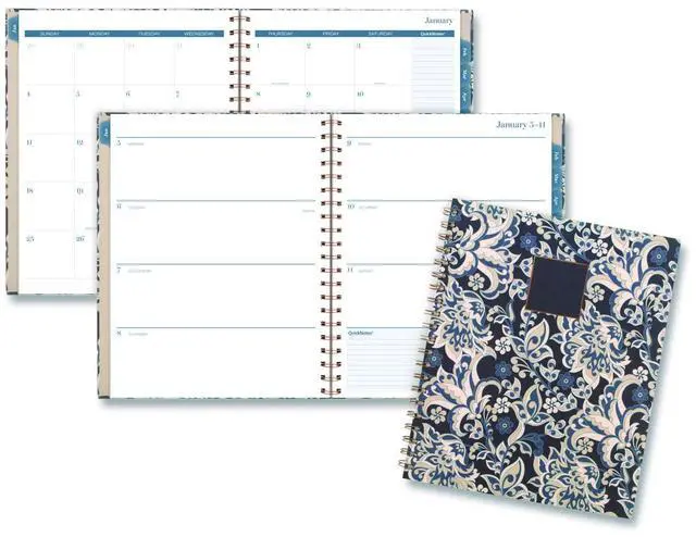 Main image of Elizabeth Weekly/Monthly Planner 11 x 8.5 Floral Artwork Blue Cover 12-Month  Jan-Dec: 2026 1763905