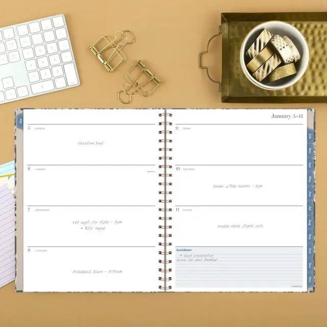 Alt view image 2 of 7 - Elizabeth Weekly/Monthly Planner 11 x 8.5 Floral Artwork Blue Cover 12-Month  Jan-Dec: 2026 1763905