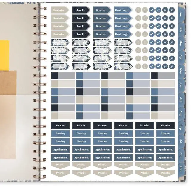 Alt view image 7 of 7 - Elizabeth Weekly/Monthly Planner 11 x 8.5 Floral Artwork Blue Cover 12-Month  Jan-Dec: 2026 1763905