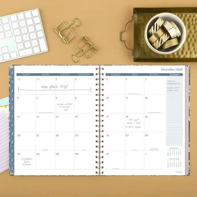 Alt view image 3 of 7 - Elizabeth Weekly/Monthly Planner 11 x 8.5 Floral Artwork Blue Cover 12-Month  Jan-Dec: 2026 1763905