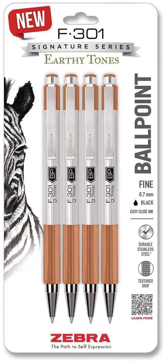 Main image of F-301 Signature Series Earthy Tones Ballpoint Pen Retractable Fine 0.7 mm Black Ink Terracotta Barrel 4/Pack 27294