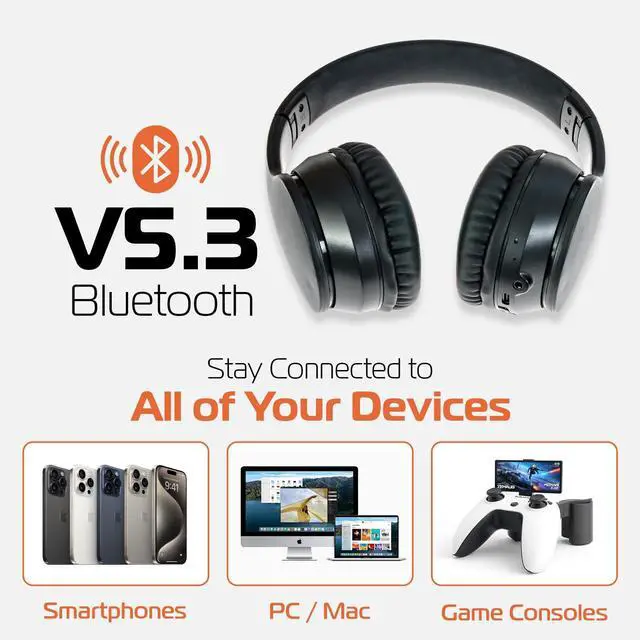 Alt view image 7 of 7 - Spracht Blunote ANC Bluetooth Headphone Black HPBTANC