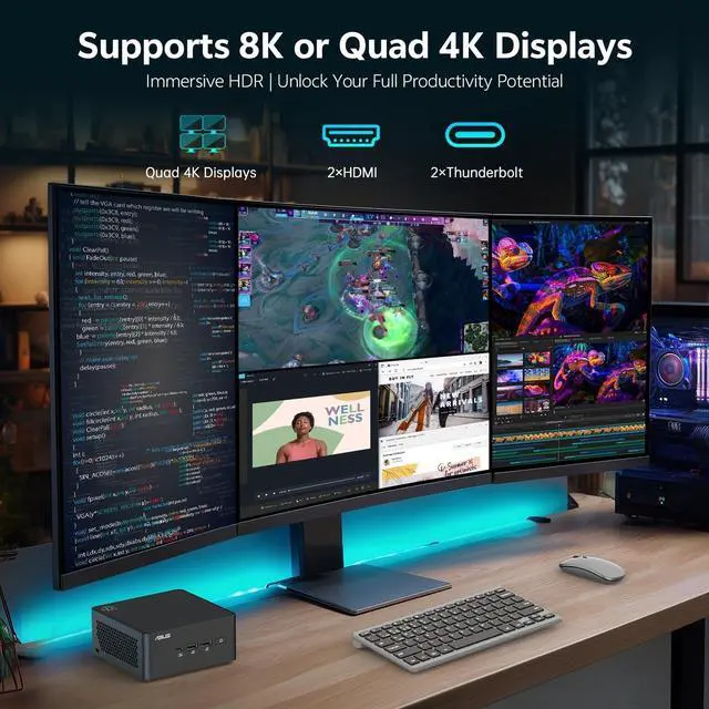 Alt view image 8 of 12 - Asus NUC 15 Pro NUC15CRKV7 Barebone  Mini PC - Intel Core Ultra 7 265H Intel Chip - 96 GB DDR5 RAM Support - Intel Arc Graphics Graphic - IEEE 802.11be - RJ-45 - 2 M.2 Interface - 2.5 Gigabit Ethernet