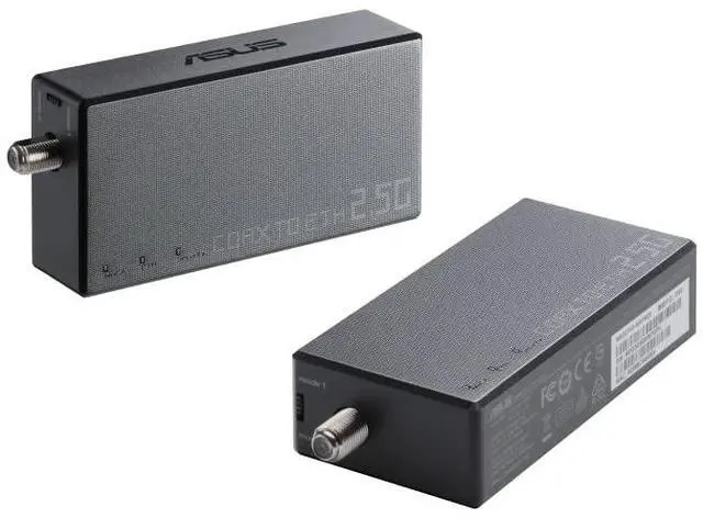 Main image of ASUS 2.5Gbps Ethernet over Coax Adapter Starter Kit (MA-25 2 pack), MoCA 2.5, High speed internet, Mesh backhaul, TV streaming, MPS security, wall-mountable