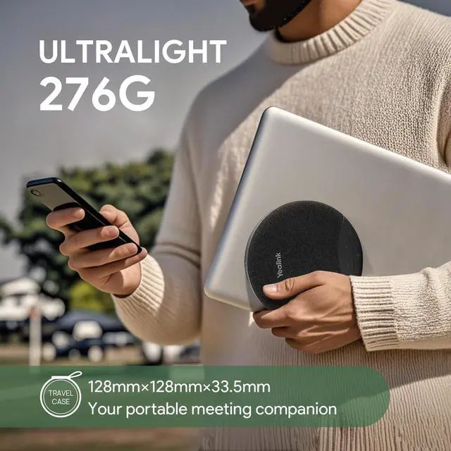 Alt view image 4 of 7 - Yealink SP92 Conference Speaker and Microphone with Al Noise Cancellation, 20H Call Time, 13ft Pick-up, 360? Omni Mic 50mm Full-Duplex Speaker, Bluetooth 5.3/USB Speakerphone for Teams