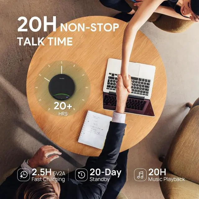 Alt view image 3 of 7 - Yealink SP92 Conference Speaker and Microphone with Al Noise Cancellation, 20H Call Time, 13ft Pick-up, 360? Omni Mic 50mm Full-Duplex Speaker, Bluetooth 5.3/USB Speakerphone for Teams