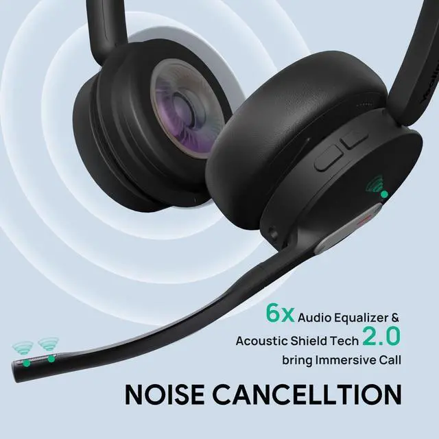 Alt view image 6 of 7 - Yealink WH64 Binaural On-Ear Headset with BT Adapter 1208686