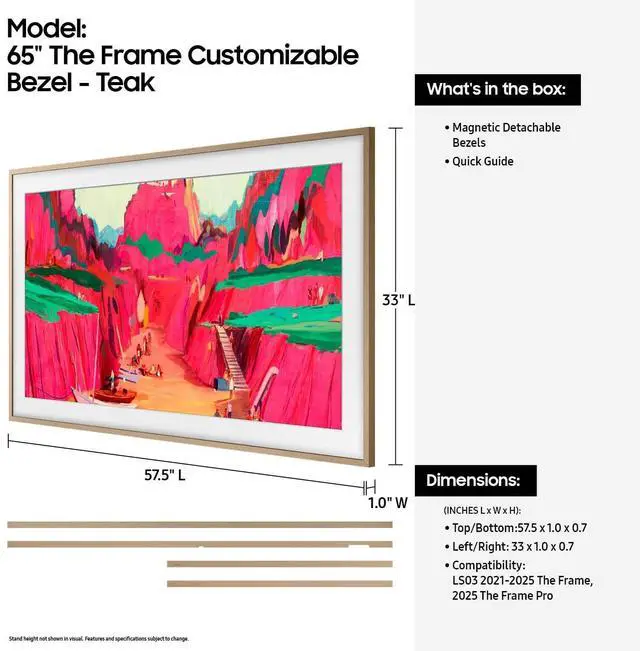 Alt view image 2 of 7 - Samsung 65" The Frame Customizable Bezel Modern Teak