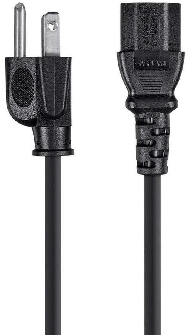 Alt view image 8 of 12 - Monoprice 3-Prong Power Cord - 15 Feet - Black | NEMA 5-15P to IEC 60320 C13, 14AWG, 15A