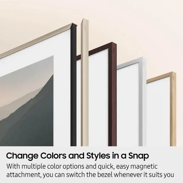 Alt view image 15 of 18 - SAMSUNG 85 The Frame Customizable Bezel (2025 Model), Magnetic, Quick and Easy Installation, VG-SCFF85TKBZA, Modern Teak