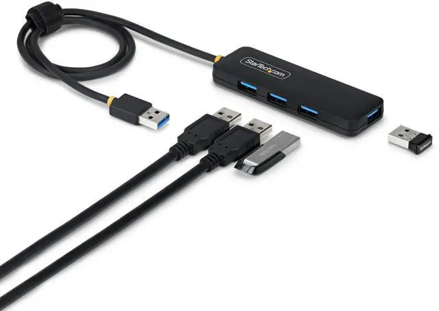 Main image of StarTech 4-Port USB-A Hub, 5Gbps, Bus Powered, 4X USB-A Mini Hub, Extra Long 2ft/61cm Host Cable, PCR Plastic