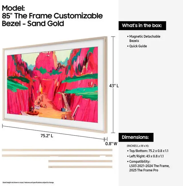 Alt view image 2 of 7 - Samsung 85" The Frame Customizable Bezel Sand Gold Metal