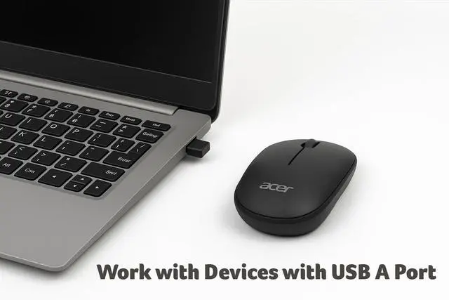 Alt view image 18 of 20 - Acer Computer Mouse Wireless, 2.4G Slim USB Wireless Mice with USB-A Receiver, 1600 DPI Optical, Laptop Mouse with Plug and Play for Right/Left Handed Users (for Chromebooks, Windows PC & Mac) Black