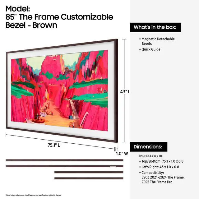 Alt view image 9 of 14 - Samsung 75" The Frame Customizable Bezel, Modern Brown - VG-SCFF75BWBZA (2025)