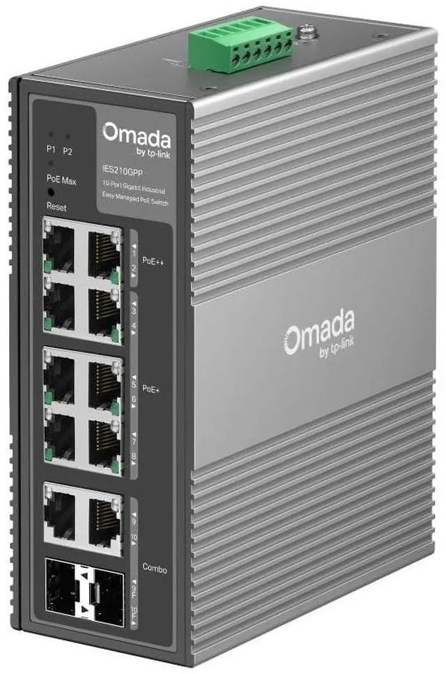 Alt view image 2 of 12 - TP-Link Omada 10-Port Gigabit Industrial Easy Managed Switch with 6-Port PoE+ and 2-Port PoE++