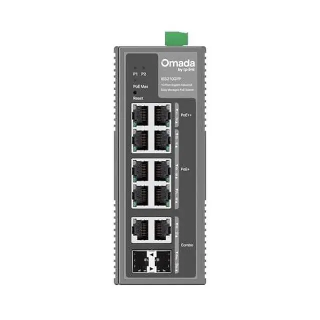 Alt view image 5 of 12 - TP-Link Omada 10-Port Gigabit Industrial Easy Managed Switch with 6-Port PoE+ and 2-Port PoE++
